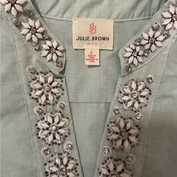 Julie Brown Embellished Mandarin Style Top Size 2 - Picture 6 of 8